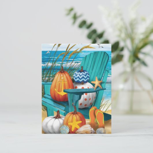 Pumpkins on the Beach Flat Card (Staand voorkant)