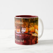 Pumpkins on Truck Natuur Art, gepersonaliseerd Tweekleurige Koffiemok (Voorkant rechts)