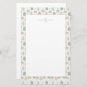 Pumpkins Oranje Blue Soft Colors Monogram  Briefpapier (Voorkant / Achterkant)