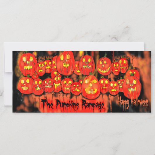 Pumpkins Rampage Halloween Party Invitation Kaart (Voorkant)