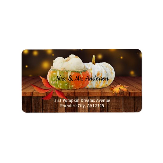 Pumpkins Rustic Fall Weddenschap Label (Voorkant)