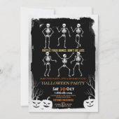 Pumpkins Skeleton Halloween Botten Party Kaart (Voorkant)