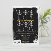 Pumpkins Skeleton Halloween Botten Party Kaart (Staand voorkant)