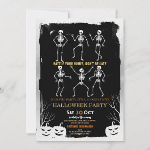 Pumpkins Skeleton Halloween Botten Party Kaart
