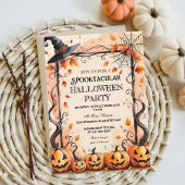 Pumpkins, Spider Webs & Witch Pet Halloween Party Kaart