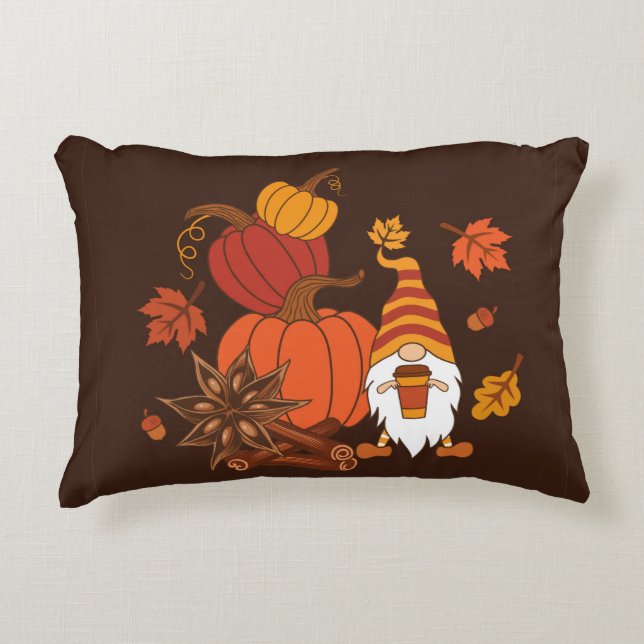 Pumpkins, star anise, cinnamon sticks, autumn leav accent kussen (Voorkant)