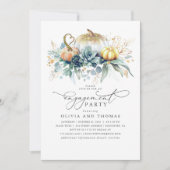 Pumpkins Succulents Greenery Herfst Engagement Par Kaart (Voorkant)