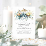 Pumpkins Succulents Greenery Herfst Engagement Par Kaart<br><div class="desc">Goudpompoenen en waterverf zijn de aanzetten van de greenery herfst verlofpartijen.</div>