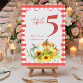 Pumpkins Sunflowers Fall Wedding Table Number Bedankkaart
