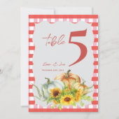 Pumpkins Sunflowers Fall Wedding Table Number Bedankkaart (Voorkant)