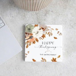 Pumpkins Thanksgiving Dinner Square Paper Coaster Kartonnen Onderzetters