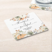 Pumpkins Thanksgiving Dinner Square Paper Coaster  Kartonnen Onderzetters (Schuin)