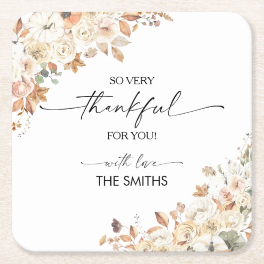 Pumpkins Thanksgiving Dinner Square Paper Coaster Kartonnen Onderzetters (Voorkant)