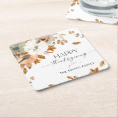 Pumpkins Thanksgiving Dinner Square Paper Coaster Kartonnen Onderzetters (Schuin)