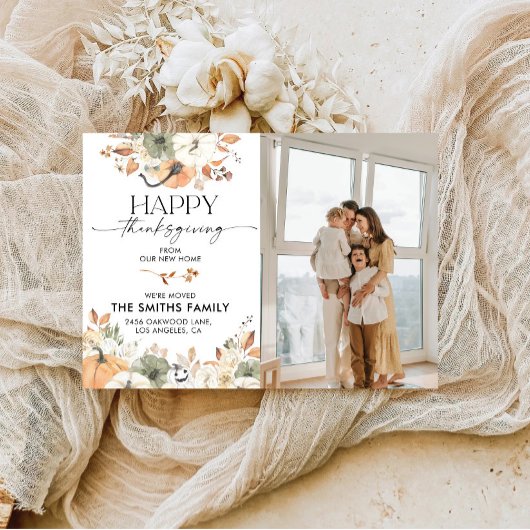 Pumpkins Thanksgiving Flat Announcement Card Aankondiging