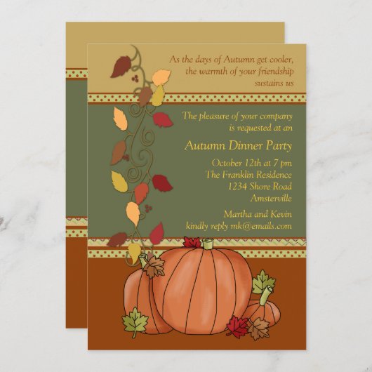 Pumpkins Three Invitation Kaart (Voorkant / Achterkant)