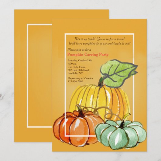 Pumpkins Three Invitation Kaart (Voorkant / Achterkant)