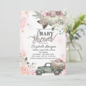 Pumpkins  Truck Flowers Baby shower Kaart (Staand voorkant)