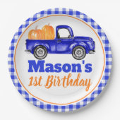 Pumpkins Truck Pumpkin Patch - Blue Truck Papieren Bordje (Voorkant)