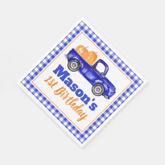 Pumpkins Truck Pumpkin Patch - Blue Truck Servet (Hoek)
