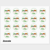 Pumpkins Truck Pumpkin Patch - Green Tractor Round Ronde Sticker (Vel)