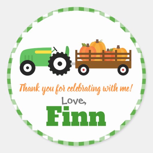 Pumpkins Truck Pumpkin Patch - Green Tractor Round Ronde Sticker (Voorkant)