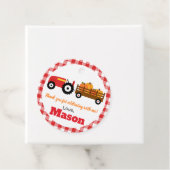 Pumpkins Truck Pumpkin Patch - Red Tractor Round Bedankjes Labels (In situ)