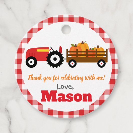 Pumpkins Truck Pumpkin Patch - Red Tractor Round Bedankjes Labels (Voorkant)