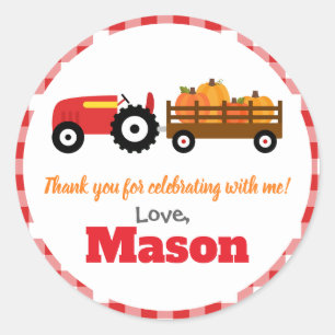 Pumpkins Truck Pumpkin Patch - Red Tractor Round Ronde Sticker