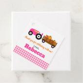 Pumpkins Truck Pumpkin Patch - Roze trekker Bedankjes Labels (In situ)