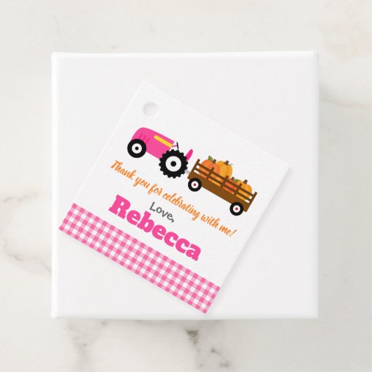 Pumpkins Truck Pumpkin Patch - Roze trekker Bedankjes Labels (In situ)