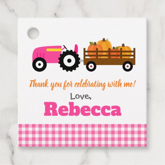 Pumpkins Truck Pumpkin Patch - Roze trekker Bedankjes Labels (Voorkant)