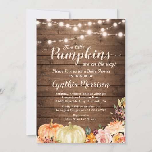 Pumpkins Twin Baby Rustic Shower String Lights Kaart (Voorkant)