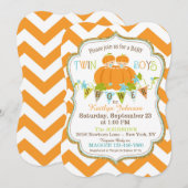 Pumpkins Twin Boys Herfst Baby Shower Uitnodiginge Kaart (Voorkant / Achterkant)