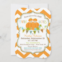 Pumpkins Twin Boys Herfst Baby Shower Uitnodiginge Kaart