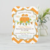 Pumpkins Twin Boys Herfst Baby Shower Uitnodiginge Kaart (Staand voorkant)