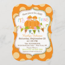 Pumpkins Twins Herfst Baby Shower Uitnodigingen