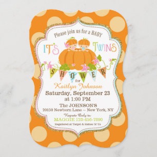 Pumpkins Twins Herfst Baby Shower Uitnodigingen