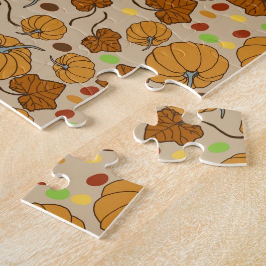 Pumpkins verlaat snoep tekst Happy Thanksgiving Legpuzzel (Zijkant)