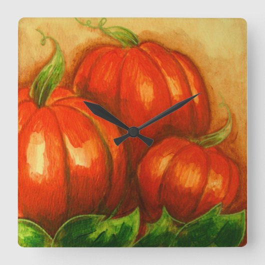 PUMPKINS WALL CLOCK VIERKANTE KLOK (Voorkant)