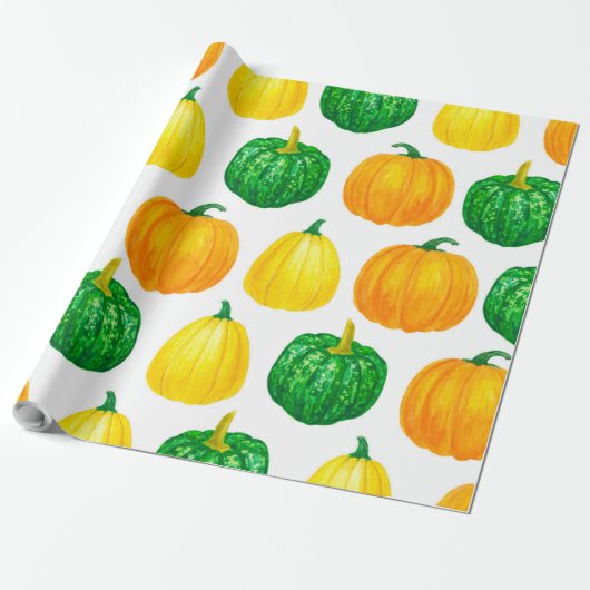 Pumpkins waterverf cadeaupapier (Uitgerold)