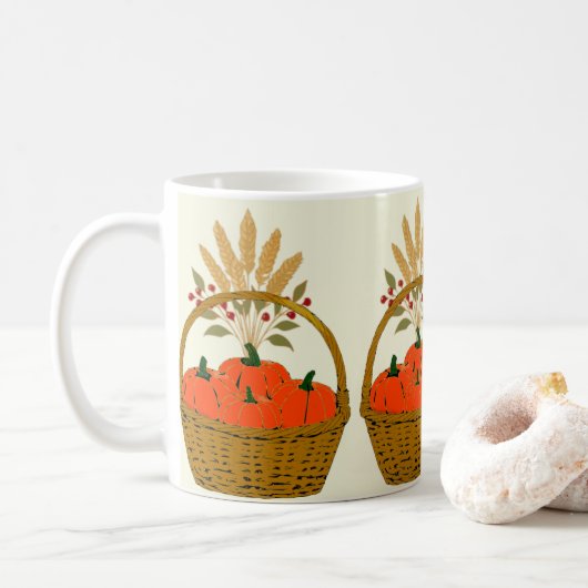 ☕ **Pumpkins & Wheat Basket Mug Koffiemok (Met donut)