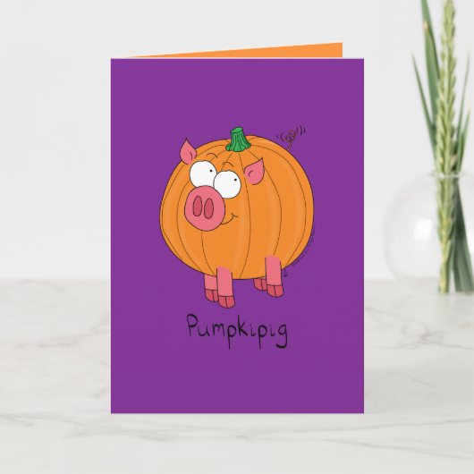 Pumpkipig - Grappig Halloween Pig Wenskaart Kaart (Voorkant)