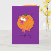 Pumpkipig - Grappig Halloween Pig Wenskaart Kaart (Gele Bloem)