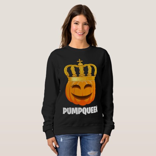 Pumpqueen Couples Halloween Pumpkin Trui (Voorkant volledig)