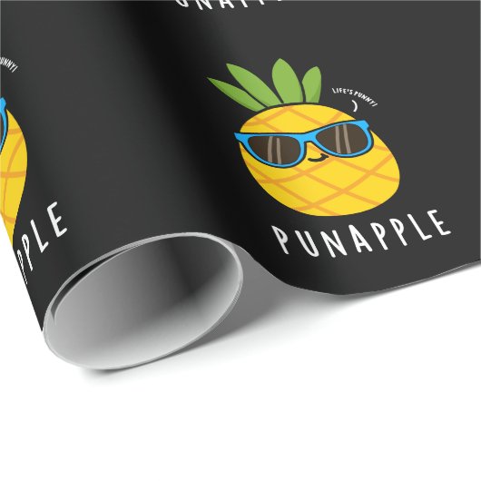 Pun-appel Funny Fruit Pineapple Pun Dark BG Cadeaupapier (Rol Hoek)