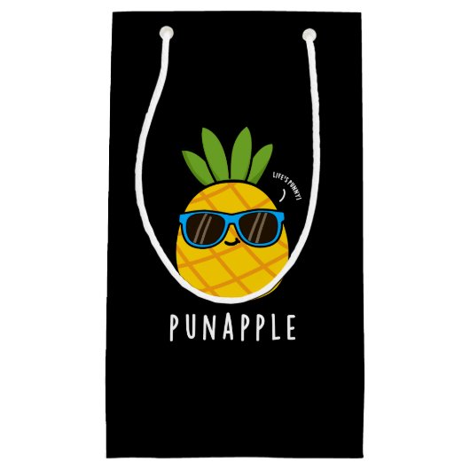 Pun-appel Funny Fruit Pineapple Pun Dark BG Klein Cadeauzakje (Voorkant)