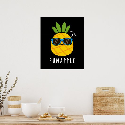 Pun-appel Funny Fruit Pineapple Pun Dark BG Poster (Keuken)