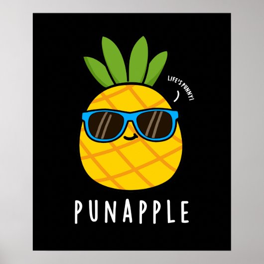 Pun-appel Funny Fruit Pineapple Pun Dark BG Poster (Voorkant)