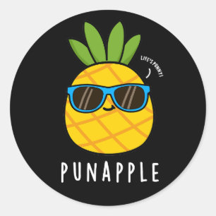 Pun-appel Funny Fruit Pineapple Pun Dark BG Ronde Sticker